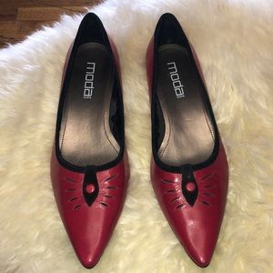 Moda Spana Red Leather Kitten Heels